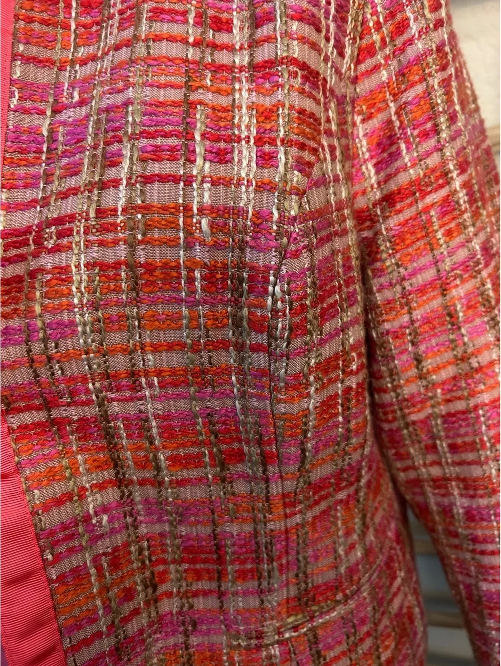Chico's Women's Size 2 Pink Multi Tweed Lined Jacket Blazer